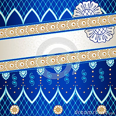 Vibrant blue banner inspired by Indian mehndi Stock Photo