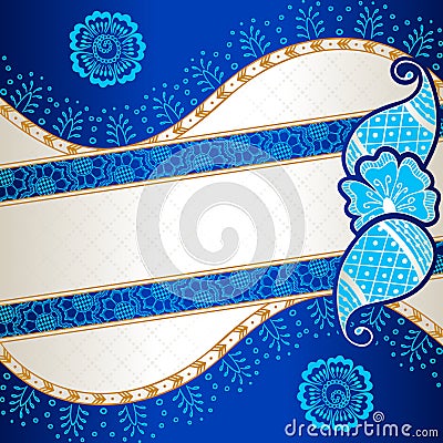 Vibrant blue banner inspired by Indian mehndi Stock Photo