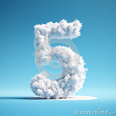 Vibrant Blue Sky: Number Fifty Formed By Fluffy White Clouds Stock Photo