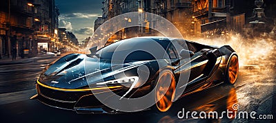 Vibrant bokeh overlay with car tail lights and racing visuals for a dynamic automotive scene Stock Photo