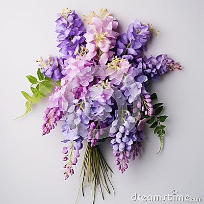Vibrant Bouquet Of Purple And White Wisteria Flowers Stock Photo