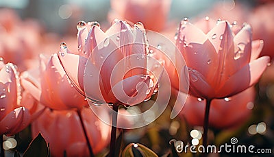 A vibrant bouquet of tulips, a gift of love generated by AI Stock Photo