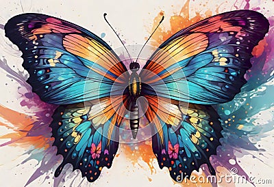 Vibrant Butterfly Wings Splash Stock Photo