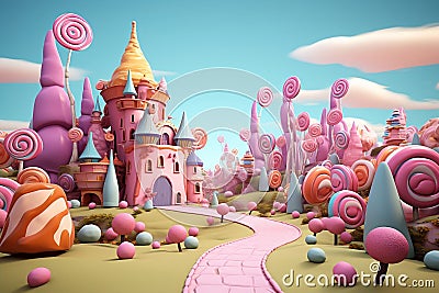 Vibrant Candy Land. A Visual Delight. AI Stock Photo