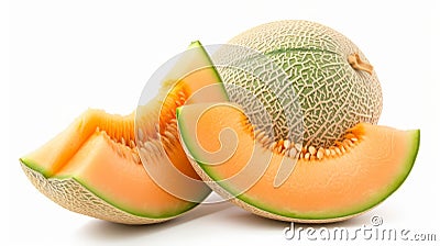 Vibrant Cantaloupe Melon in a Stunning Isolation on White Background - Stock Photo