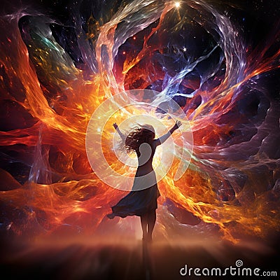 Vibrant and Captivating Cosmic Dance with Solar Flares Stock Photo