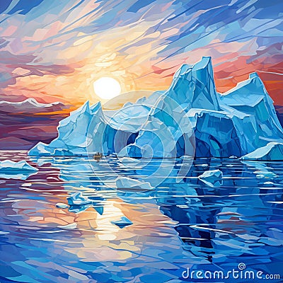 Vibrant and Captivating Image of Massive Iceberg in Arctic Waters Stock Photo