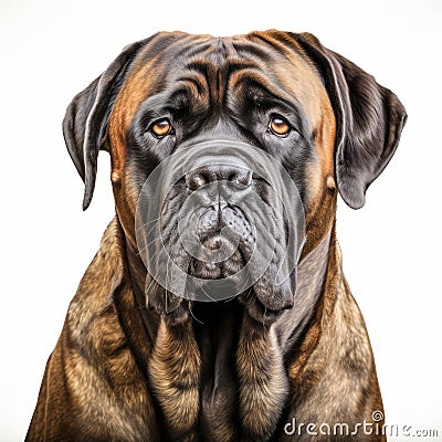 Vibrant Caricature Of A Nikon D850 Mastiff Dog On White Background Stock Photo