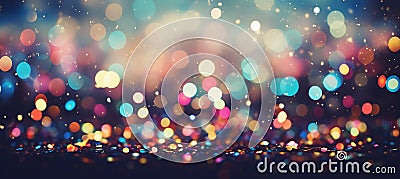 Vibrant celebration backdrop blurred bokeh, colorful confetti, and dynamic party elements Stock Photo