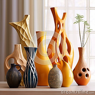 Vibrant Ceramic Vase Depicting the Essence of Life Stock Photo