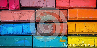 Vibrant Chalks Arranged In A Aigenerated Stack, Boasting A Dazzling Palette Stock Photo