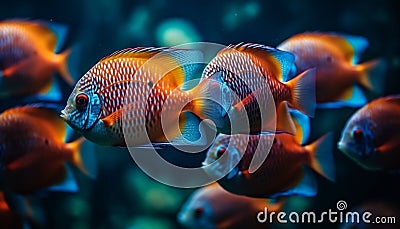 Vibrant clown fish swimming in colorful reef generated by AI Stock Photo