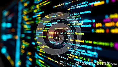 Vibrant Code Screen Background Software Development Image Stock Photo