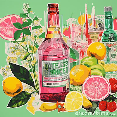Vibrant Collage Advertisement For Arnold Palmer Bottle Cartoon Illustration