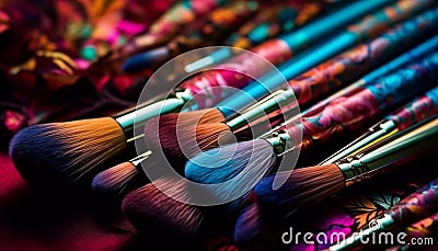 A vibrant collection of beauty products for creative make up artists generated by AI Stock Photo