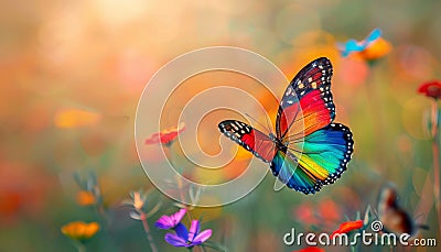 Vibrant colored butterfly, nature gift, flying with elegance Stock Photo