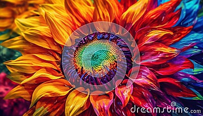 Vibrant colored flower petals create a beautiful nature bouquet generated by AI Stock Photo