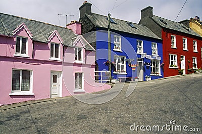 Vibrant colored houses in Eyeries Village, West Cork, Ireland Editorial Stock Photo