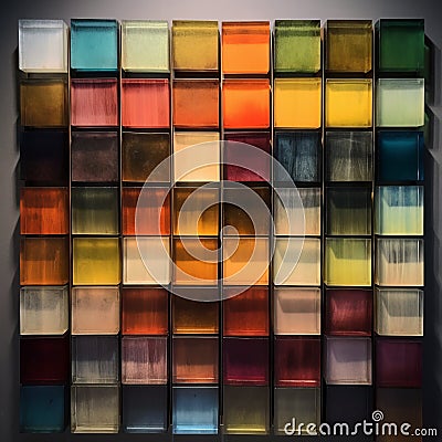 Vibrant Colored Squares With Metallic Finish: A Modern Twist On Wet Plate Negatives Stock Photo