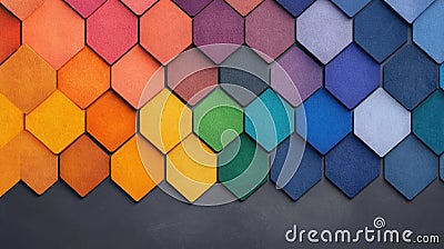 Rainbow Hexagonal Texture - Colorful Abstract Geometric Pattern Background for Web Design and Wallpaper Stock Photo