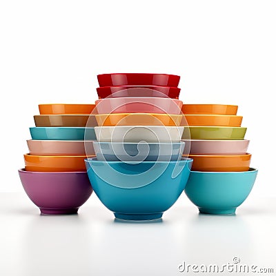 Vibrant Colorful Bowls On White Background Stock Photo