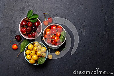 A vibrant and colorful cherry, bursting with sweet juiciness Stock Photo