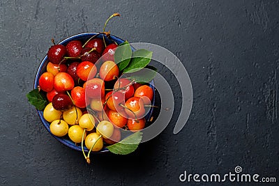 A vibrant and colorful cherry, bursting with sweet juiciness Stock Photo