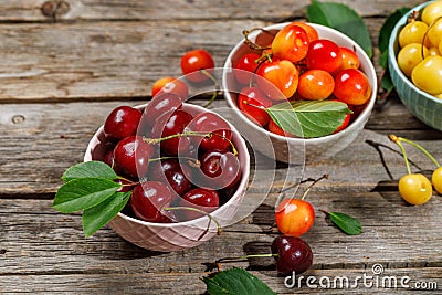 A vibrant and colorful cherry, bursting with sweet juiciness Stock Photo