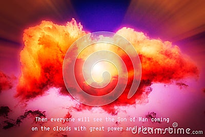 Vibrant Colorful Cloud with Bible Passage Encouragement Stock Photo