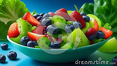 A vibrant and colorful fruit salad, bursting with juicy strawberries Stock Photo