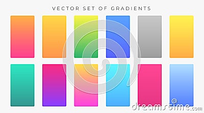 Vibrant colorful gradients swatches set Vector Illustration