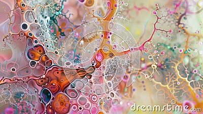 Vibrant, colorful nebula-like abstract with swirling patterns, generative ai Stock Photo