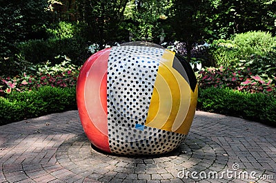 Vibrant and Colorful Stone Ball Jun Kaneko Ceramic Art Exhibit at the Dixon Gallery and Gardens in Memphis, Tennessee Editorial Stock Photo