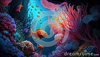 Vibrant and colorful underwater world of the ocean. Generative AI Stock Photo