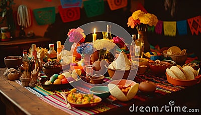 Vibrant colors adorn the ornate earthenware bowl of homemade dessert generated by AI Stock Photo