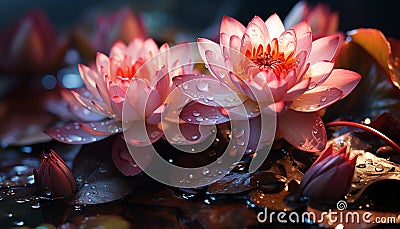 Vibrant colors bloom, reflecting beauty in nature tranquil elegance generated by AI Stock Photo