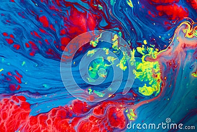 Vibrant colors clash in abstract stormy sea with phytoplankton flashes in cresting waves background Stock Photo