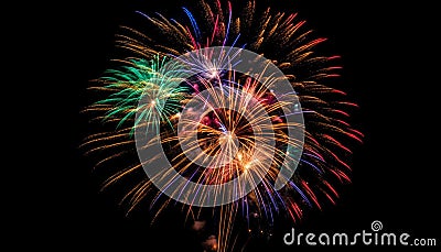 Vibrant colors exploding in celebration, fourth of July generated by AI Stock Photo