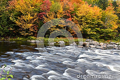 Vibrant colors of Fall foliage in the Adirondack mountains Stock Photo