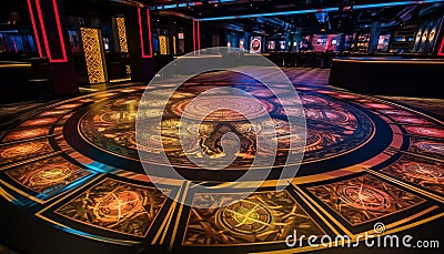 Vibrant colors illuminate modern casino architecture indoors generated by AI Stock Photo