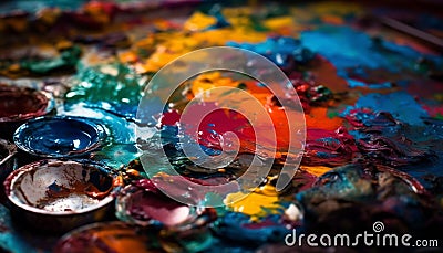 Vibrant colors mix on artist canvas chaos generated by AI Stock Photo
