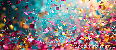 Vibrant Confetti Fills The Air, Creating A Jubilant Atmosphere Of Celebration Stock Photo