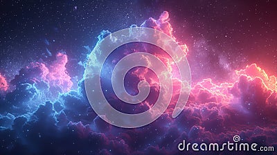 Vibrant cosmic nebula and starry sky Stock Photo