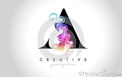 A Vibrant Creative Leter Logo Design with Colorful Smoke Ink Flo Vector Illustration