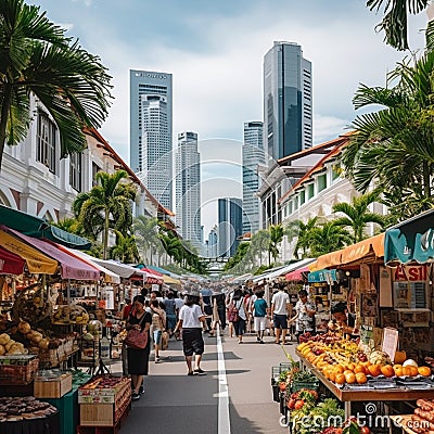 Vibrant and Culturally Diverse Cityscape of Singapore Stock Photo