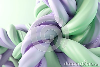 Pistachio Green & Lavender Purple - 3D Twisted Wave Art Stock Photo