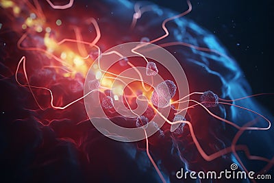 Colorful 3D Illustration of Digestion Process on a Microscopic Scale Cartoon Illustration