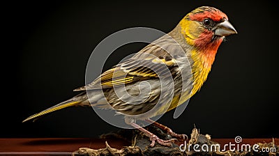 Vibrant Darktable Processed Taxidermy Bird On Wood Stock Photo