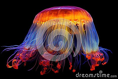 vibrant deep sea comb jelly emitting colorful light Stock Photo