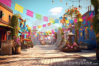 Vibrant Dia de Las Velitas decorations adorning Stock Photo